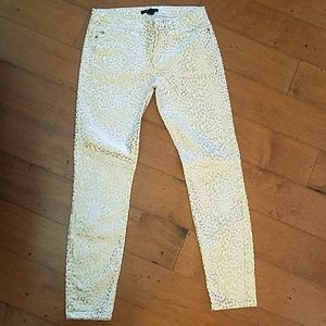 GOLD Leopard Print on white jeans